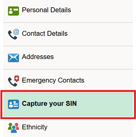 Capture your SIN in myStudent Centre step1