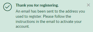 MyCreds™ Thank you for registering message
