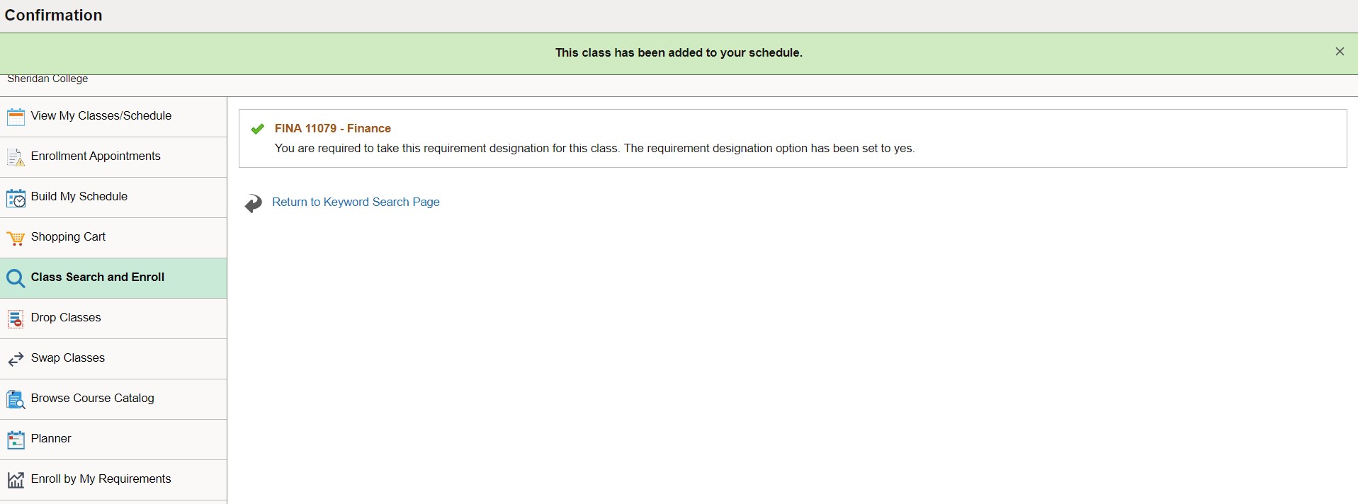 succesful confirmation