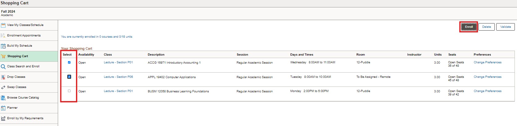 select courses