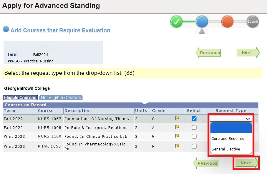 courses require evaluation B