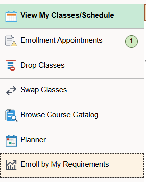 View my classes / schedule sidebar button