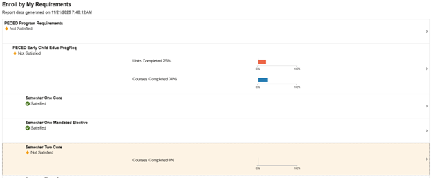 Select preferred semester block