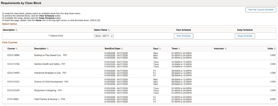 block selections page
