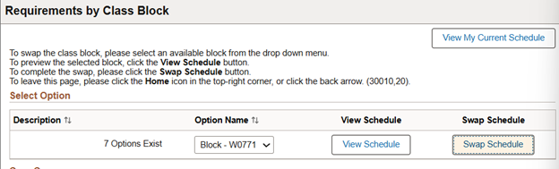 swap schedule button