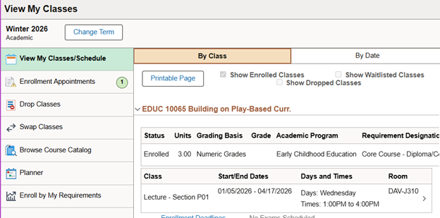 classes show up under the by class section