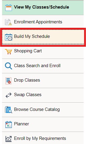 click build my schedule