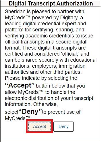 eTranscript Authorization form