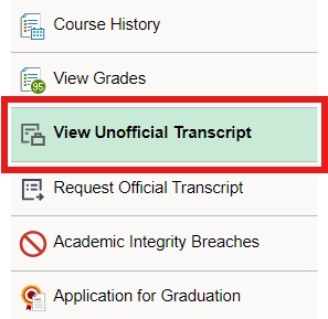 view unofficial transcript