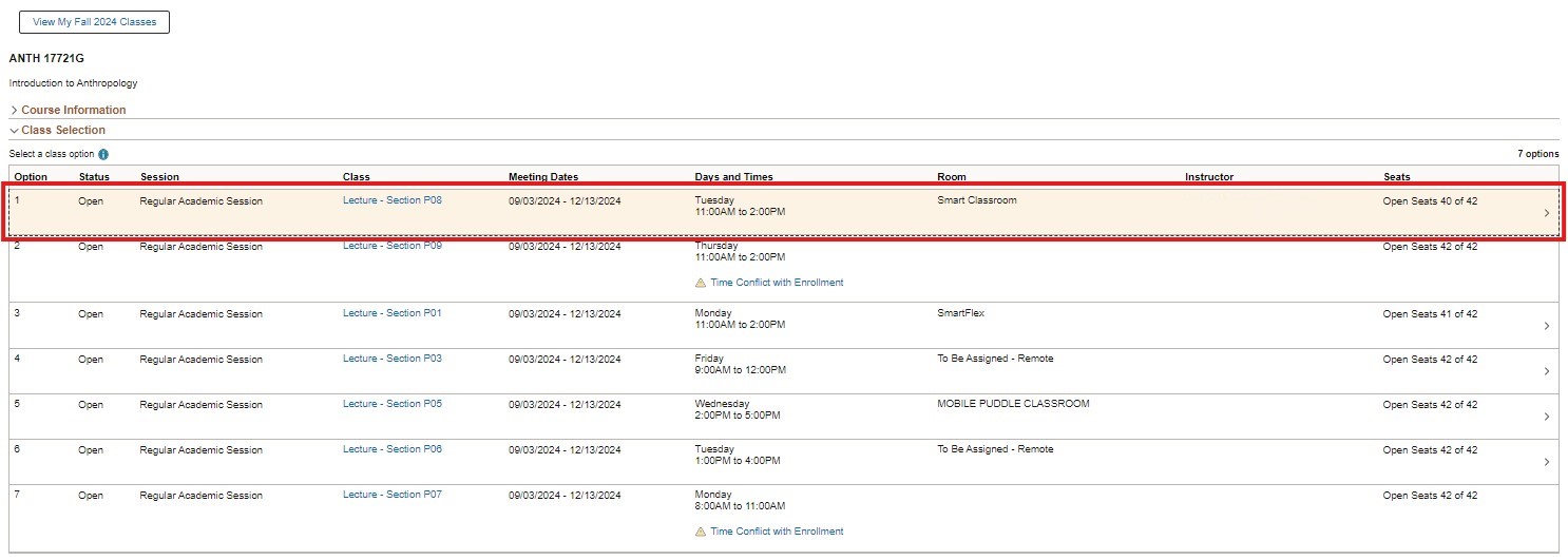select elective section