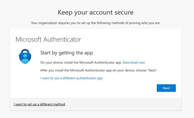 Download the Microsoft Authenticator app