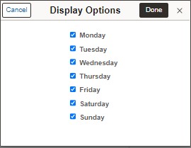 timetable filter options