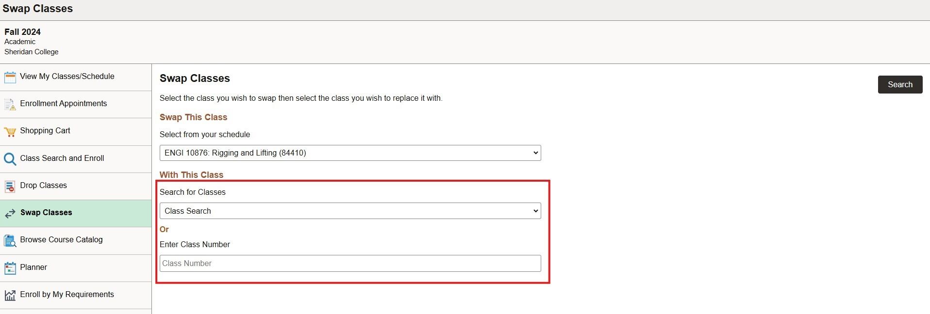 search classes