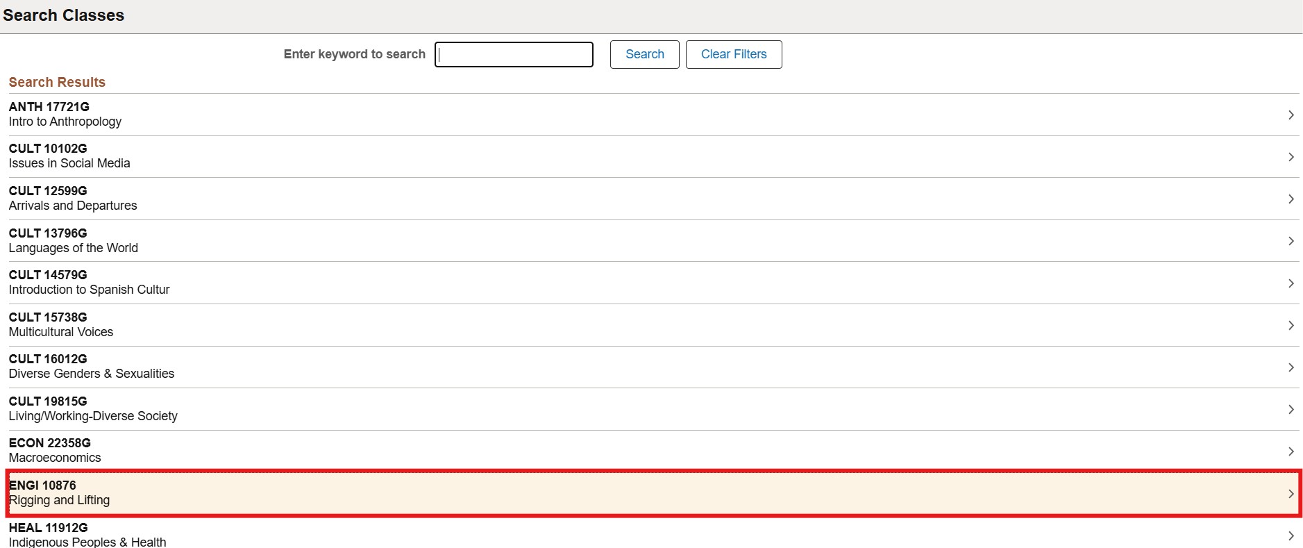 select a course