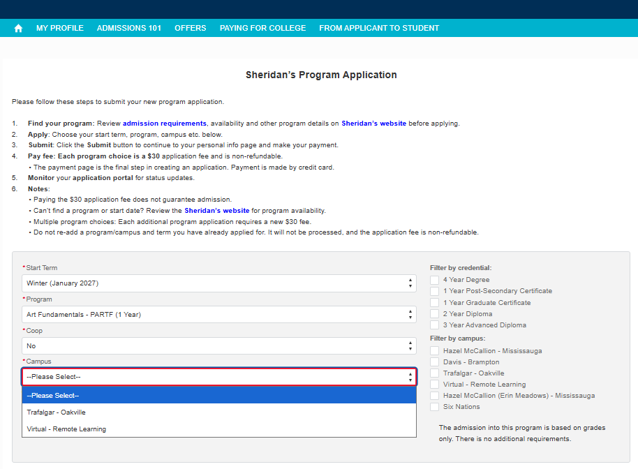 Program Application Form